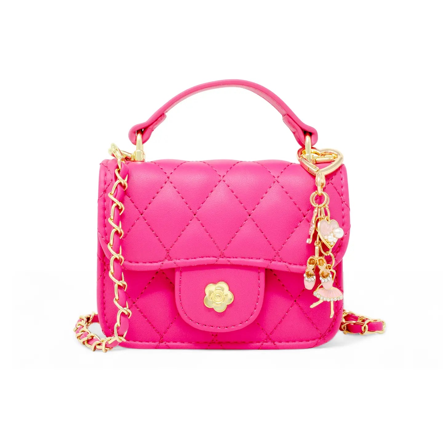Zomi Gems Tiny Quilted Ballet Charm Handbag- Hot Pink