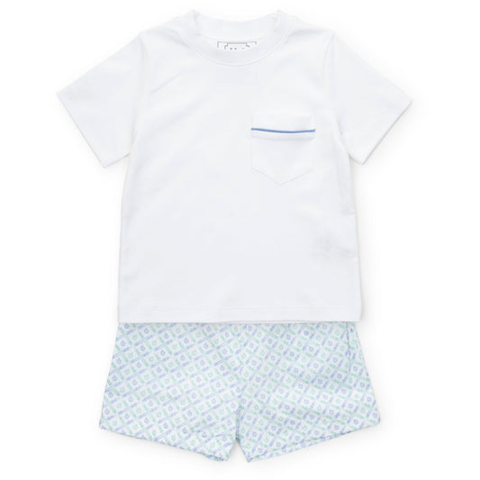 Lila and Hayes Hudson Boys' Short Set - School Plaid Blue