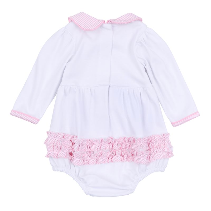 Santa Baby Embroidered Collared Bubble- Pink