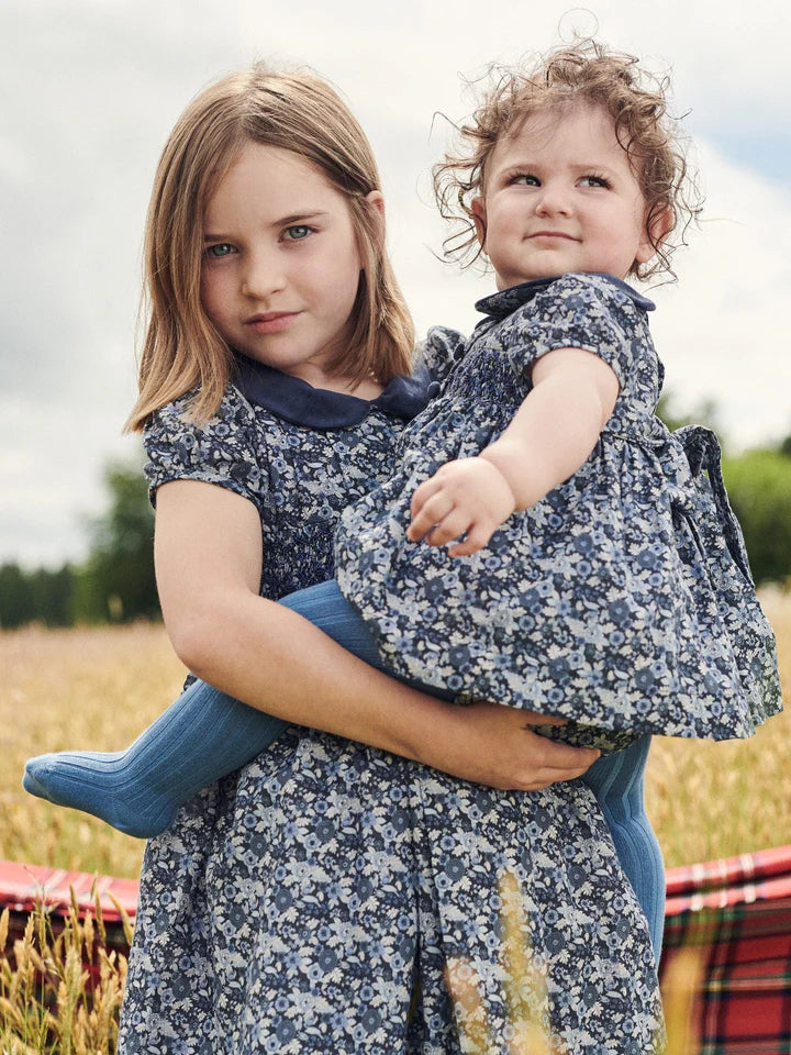 Navy Floral Arcadia Baby Girl Hand Smocked Set