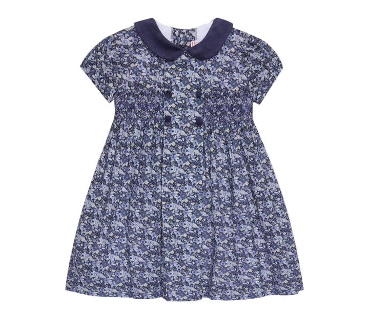 Navy Floral Arcadia Girl Hand Smocked Dress