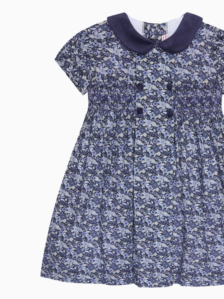 Navy Floral Arcadia Girl Hand Smocked Dress