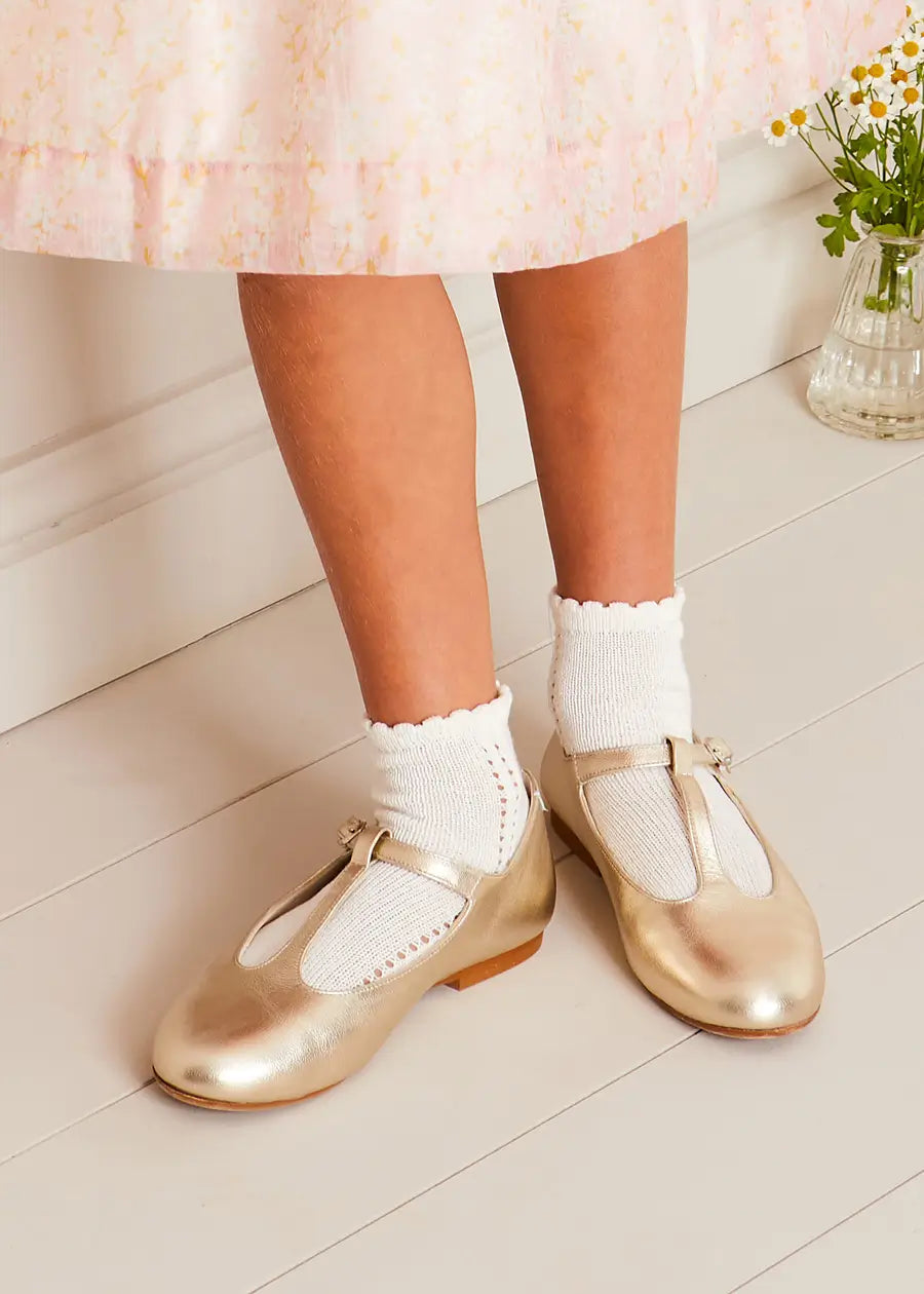 Pepa London Gold Leather Charlotte Shoes