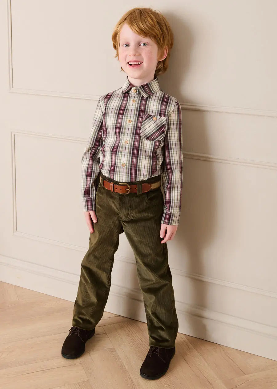 Pepa London Burgundy Olive Green Five Pocket Trousers