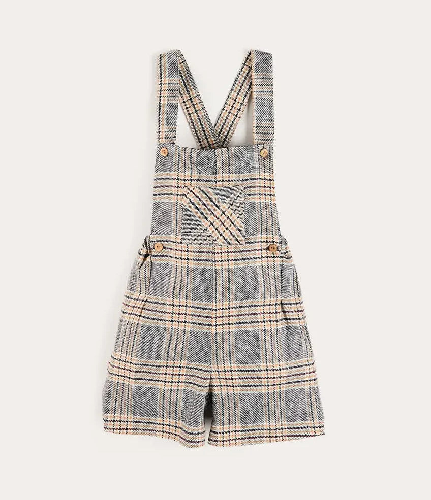 Pepa London Walcott Check Short Dungarees in Blue