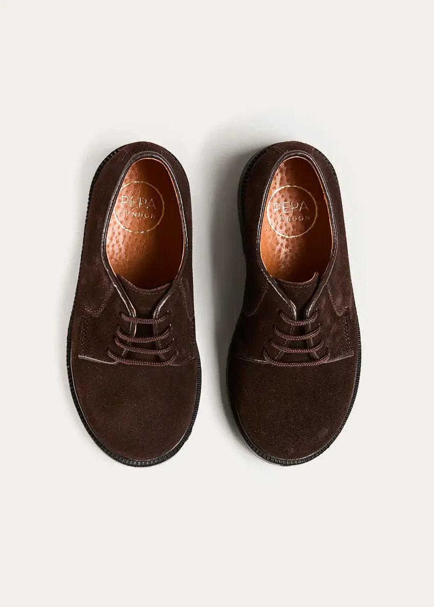 Pepa London Suede Lace Up Shoes in Brown