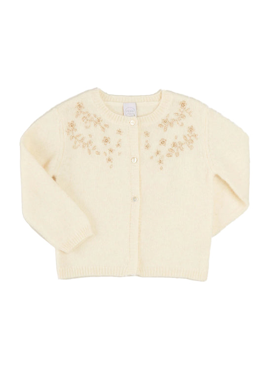 Pepa London Gold Embroidered Cardigan In Cream