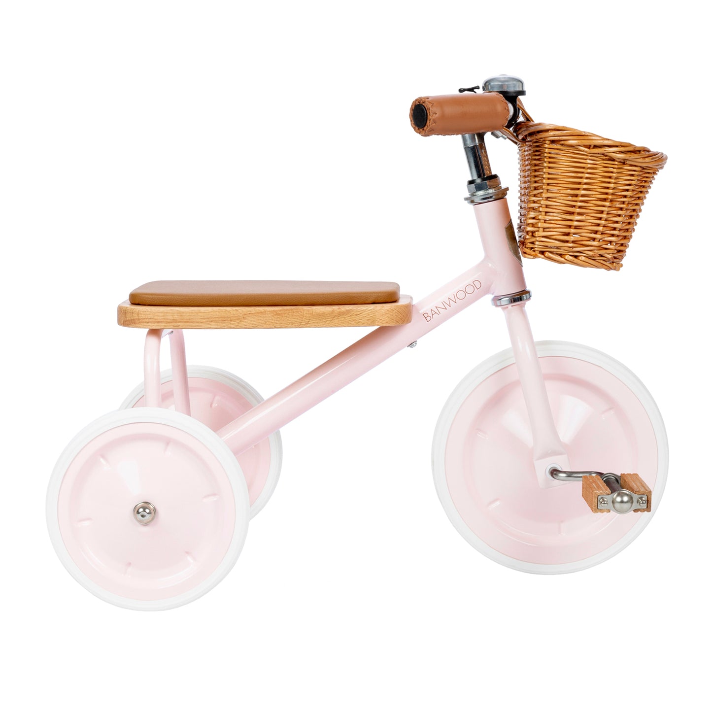 Banwood Bikes Trike - Pink Tricycle with wicker basketBanwood Bikes Light Pink Trike with Wicker Basket