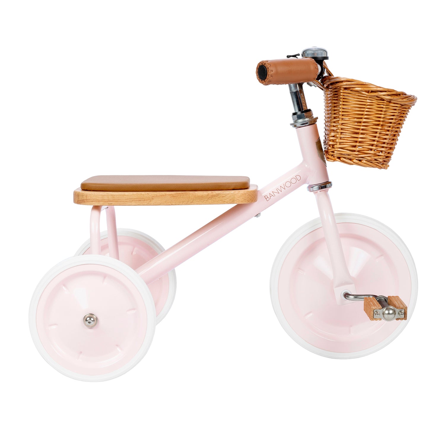 Banwood Bikes Trike - Pink Tricycle with wicker basketBanwood Bikes Light Pink Trike with Wicker Basket
