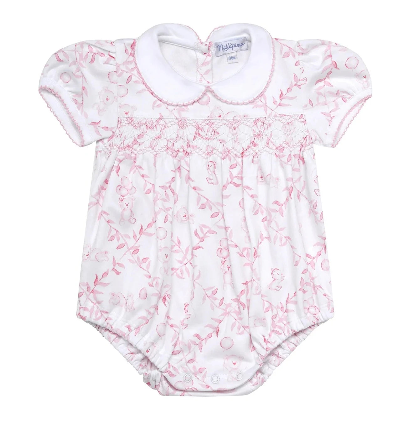 Nellapima Pink Bears Trellace Smocked Bubble