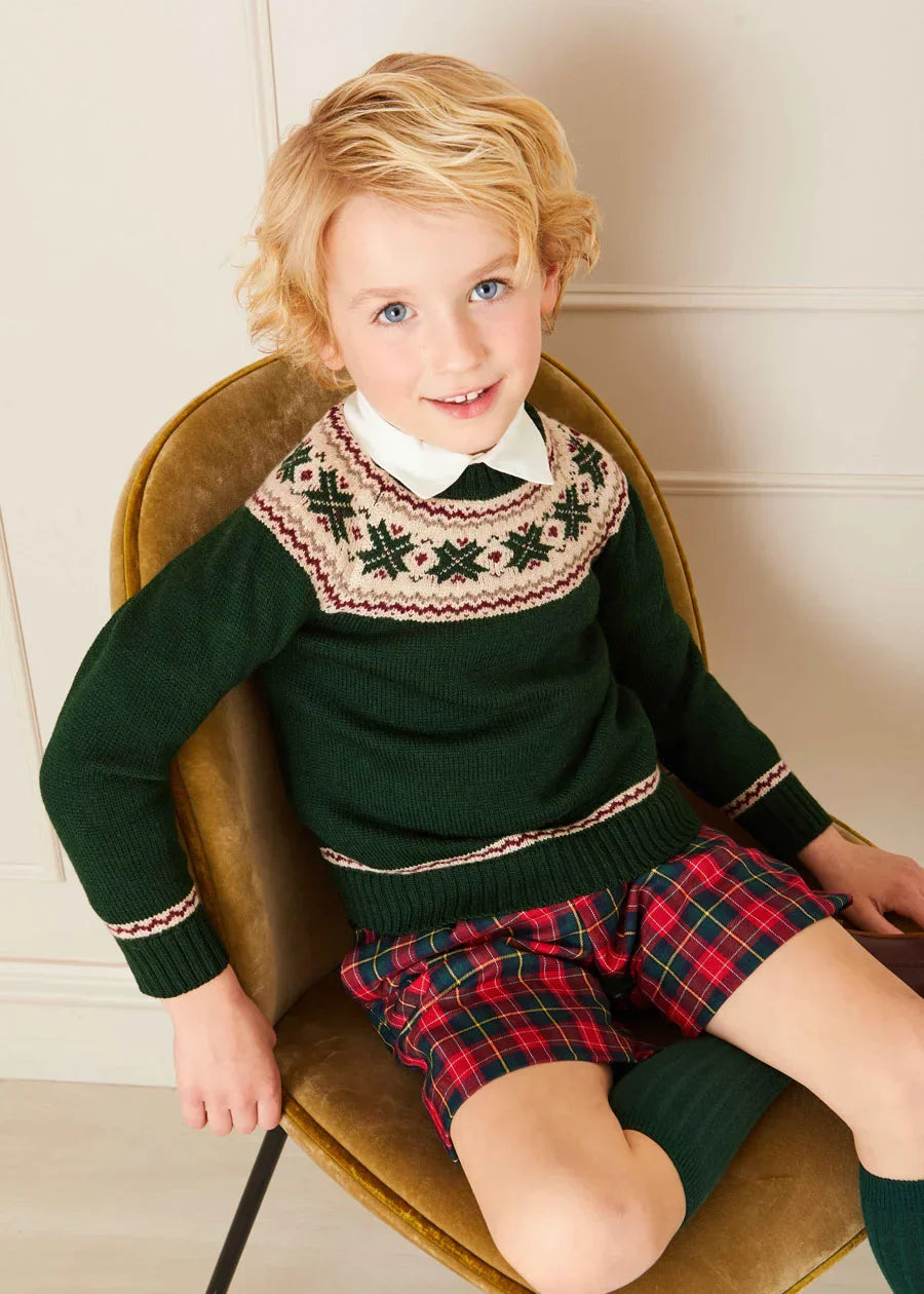 Pepa London Classic Fair Isle Merino Wool Jumper in Green