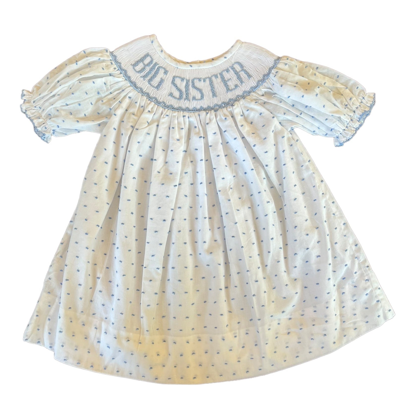 Big Sister Dress - White w/ Blue main image 1