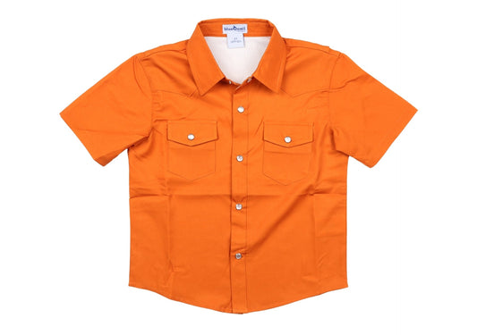 BlueQuail Gameday Burnt Orange Pearl Snap Boys Short Sleeve Shirt