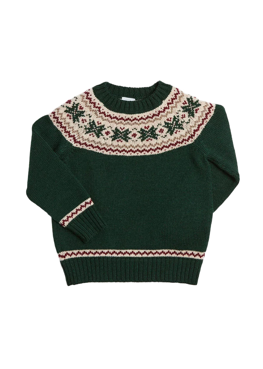 Pepa London Classic Fair Isle Merino Wool Jumper in Green