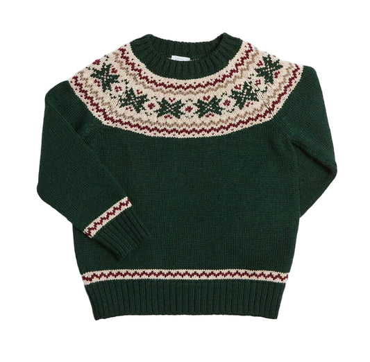 Pepa London Classic Fair Isle Merino Wool Jumper in Green
