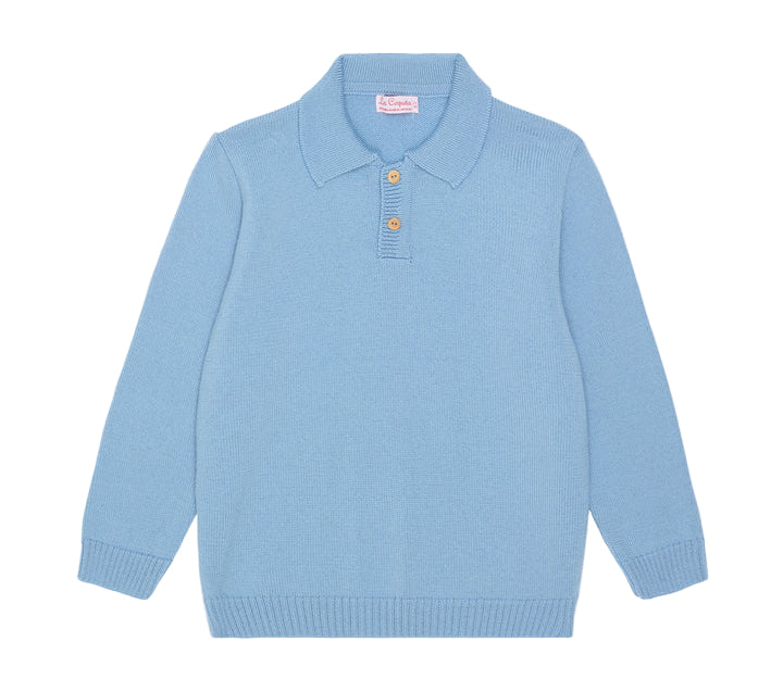 La Coqueta Dusty Blue Merino Boy Sweater