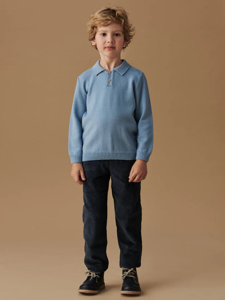 La Coqueta Dusty Blue Merino Boy Sweater