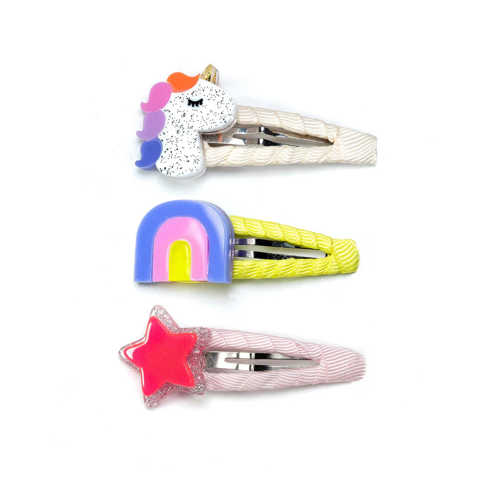 Lilies & Roses Unicorn Star Neon Hair Clips