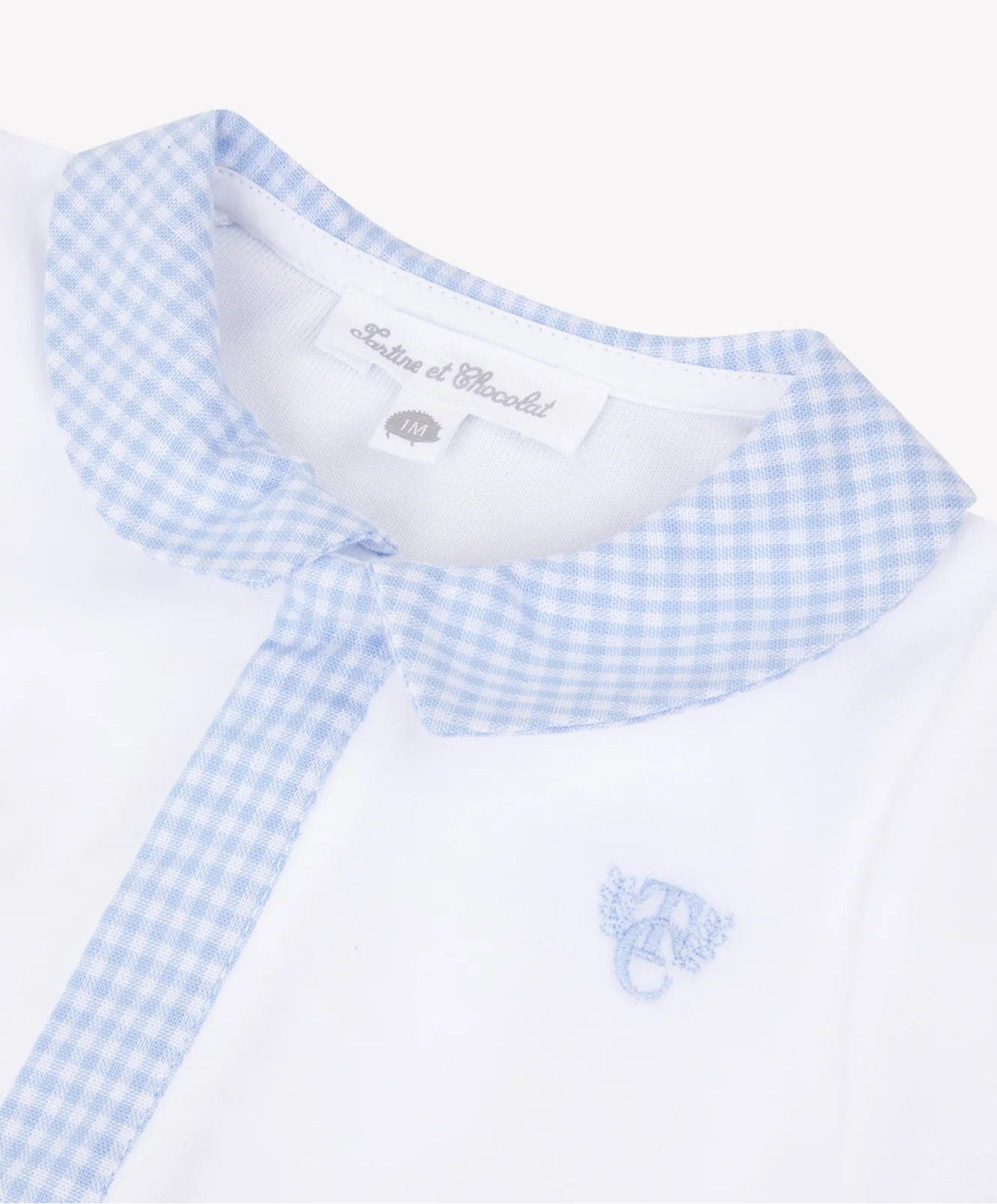 Tartine et Chocolat White and Blue Gingham Footie