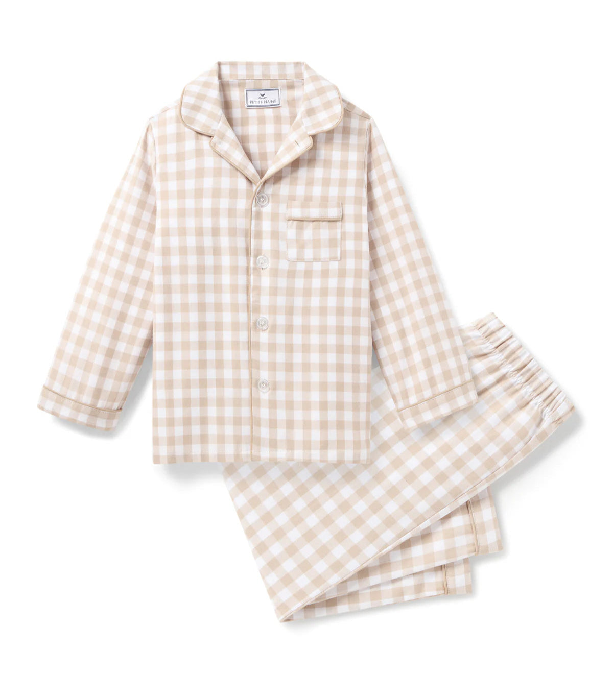 Petite Plume Camel Gingham Twill Children's Pajama Set