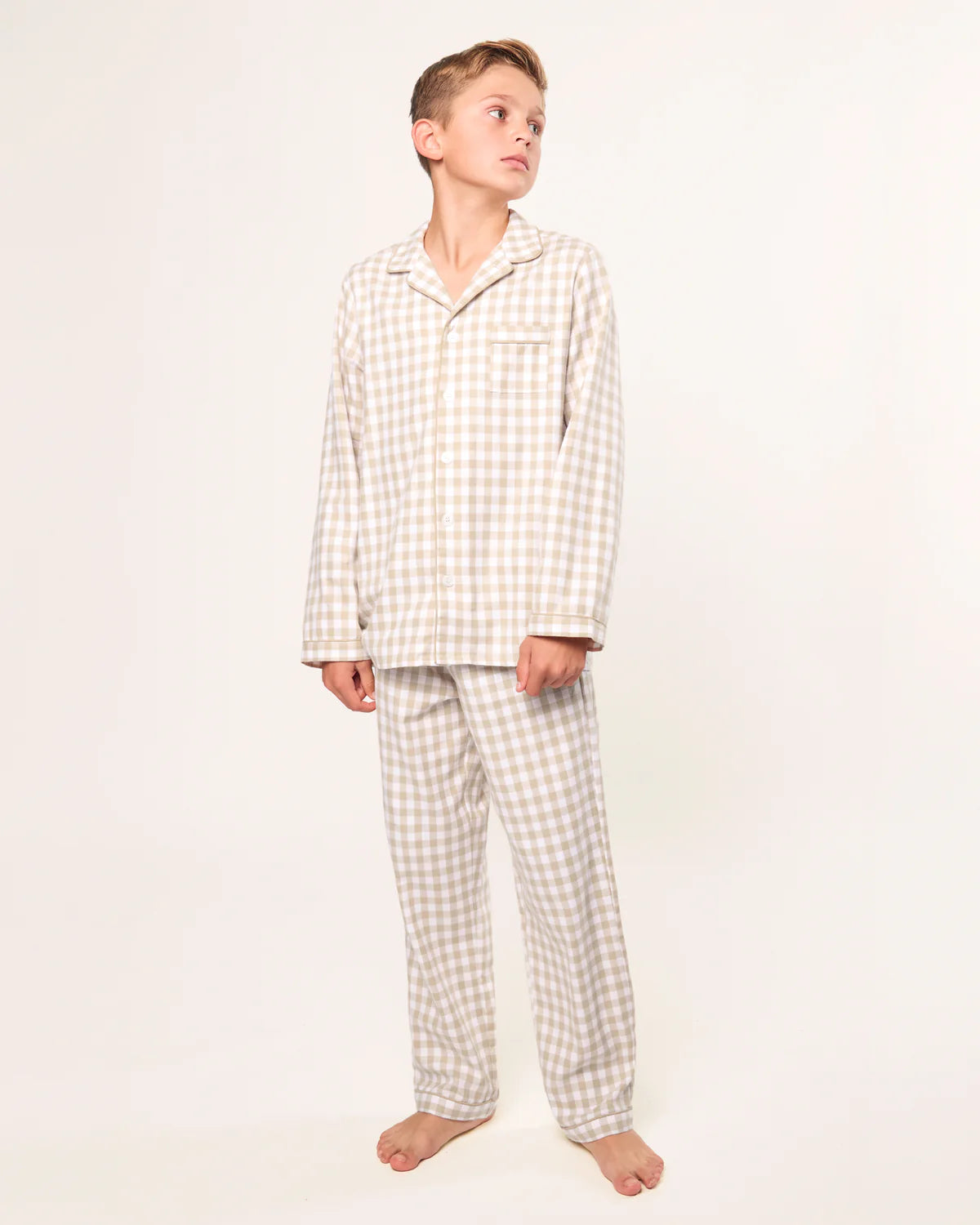 Petite Plume Camel Gingham Twill Children's Pajama Set