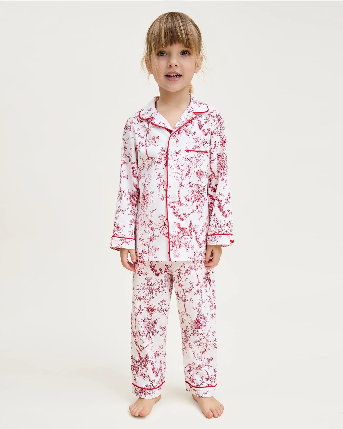 Red Timeless Toile Twill Children's Pajama Set