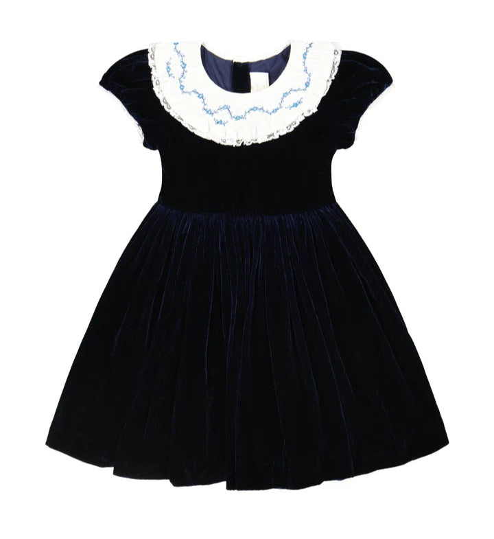 Celestine Navy Velvet Smocked Dress