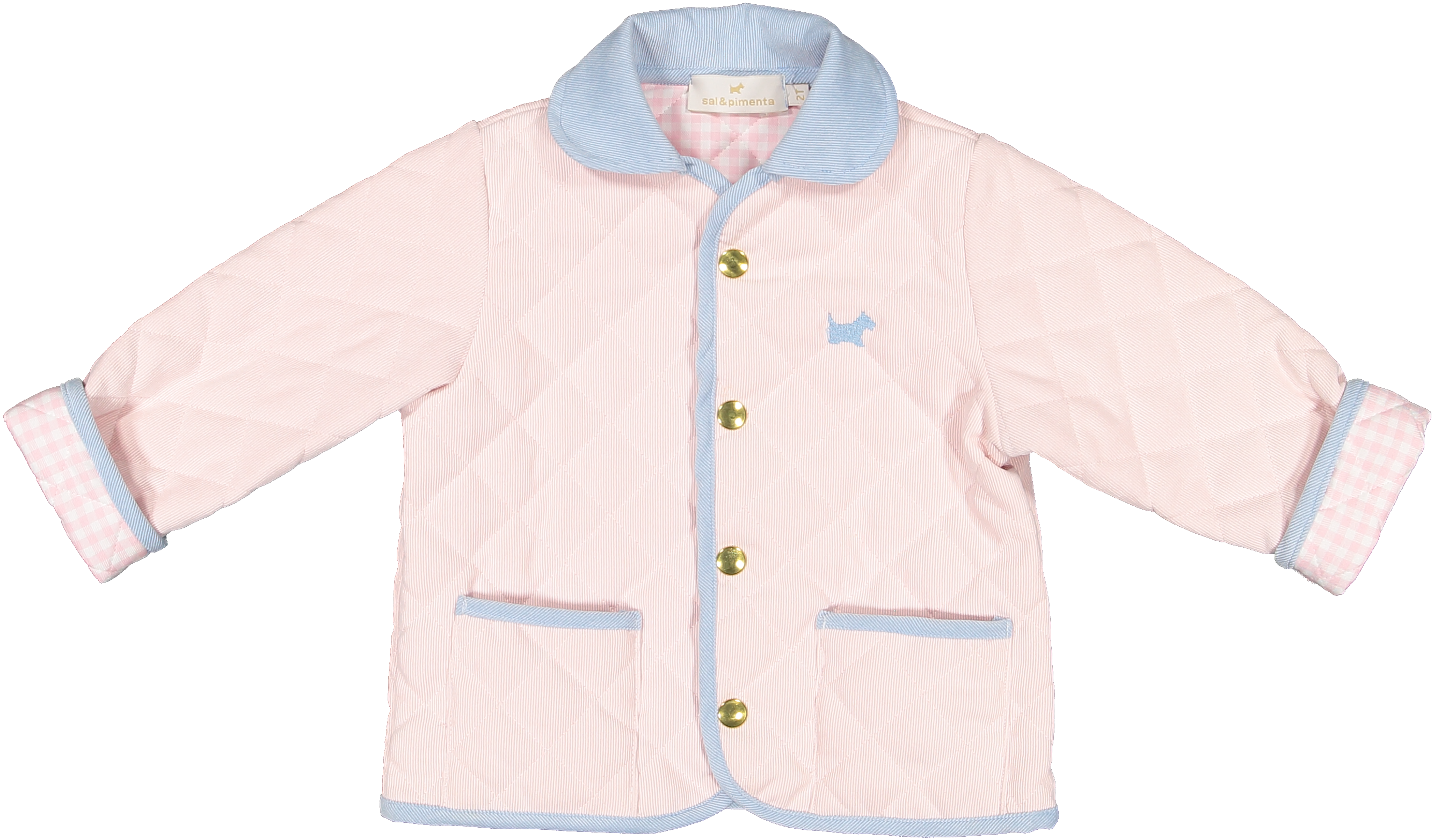 Sal & Pimenta Girls Quilted Jacket Coat - Floral Lining - Bright Pink