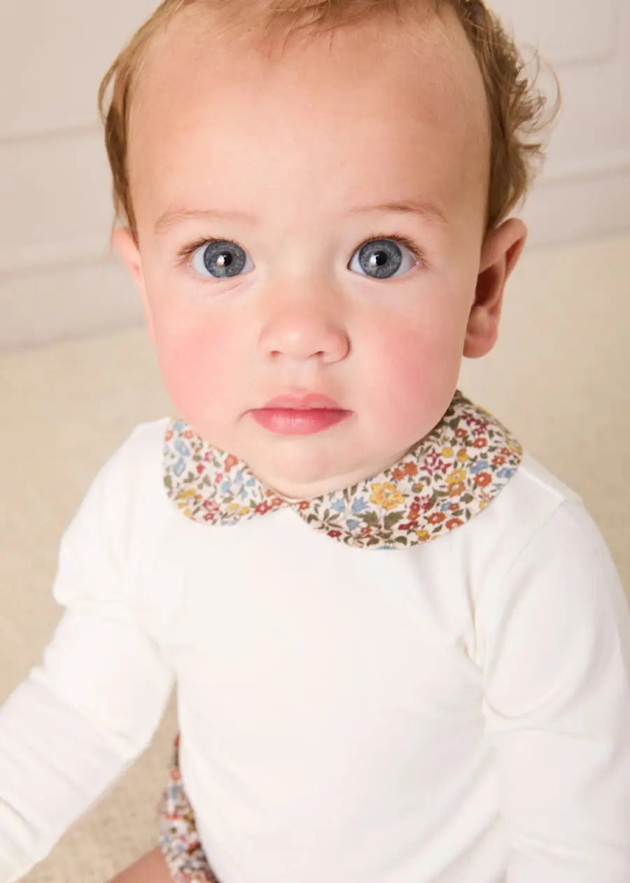 Pepa London Marianne Floral Collar Long Sleeve Bodysuit in Toffee Made with Liberty Fabric