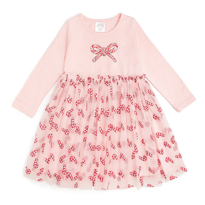 Sweet Wink Candy Cane Confetti Long Sleeve Tutu Dress