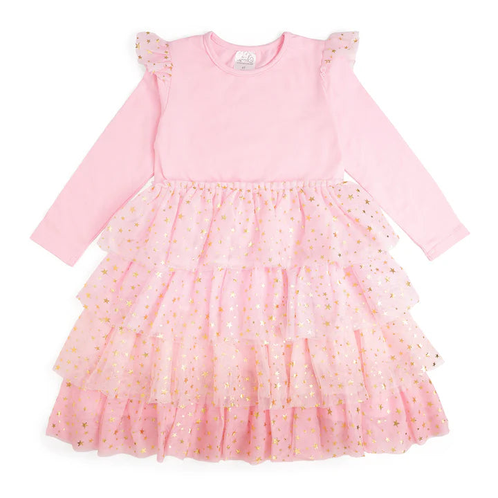 Sweet Wink Pink Princess Tiered Long Sleeve Tutu Dress