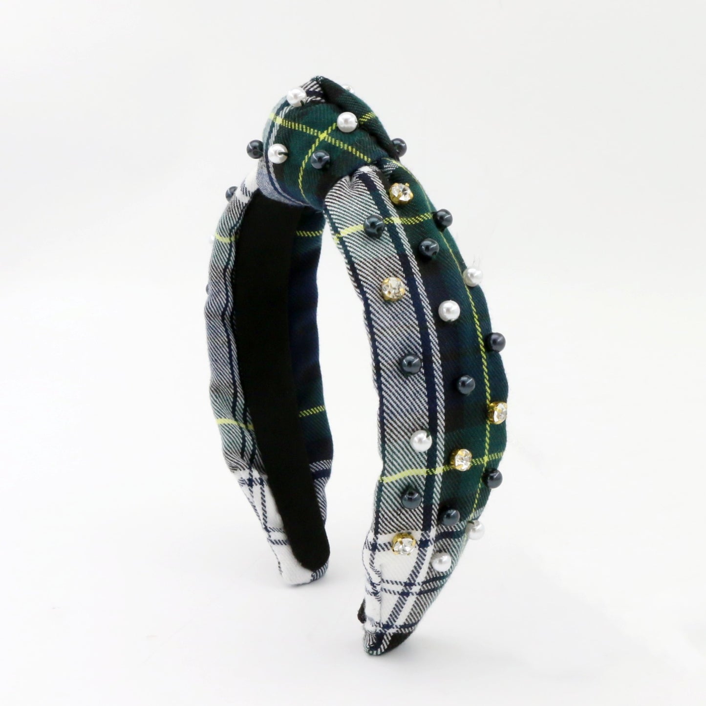 Poppyland Jojo Mommy + Poppyland Navy and Green Plaid Pearl Knot Headband