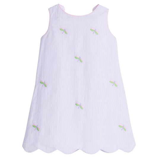 Little English Embroidered Bow Back Dress- Dragonfly