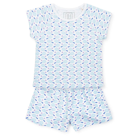 Lila and Hayes Emery Girls' Pima Cotton Short Set - Tennis Match Pink