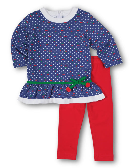 Polka Dot Cherry Knit Tunic Set