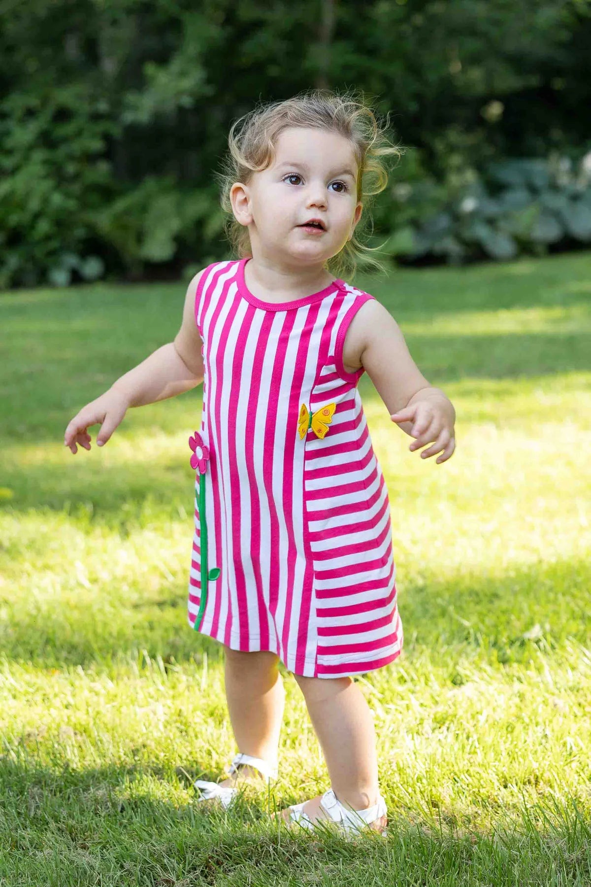 Stripe Knit Dress With Flower