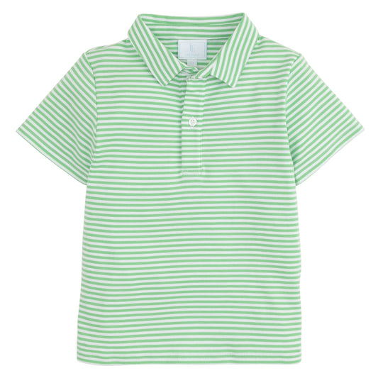 Little English Short Sleeve Polo - Green Stripe