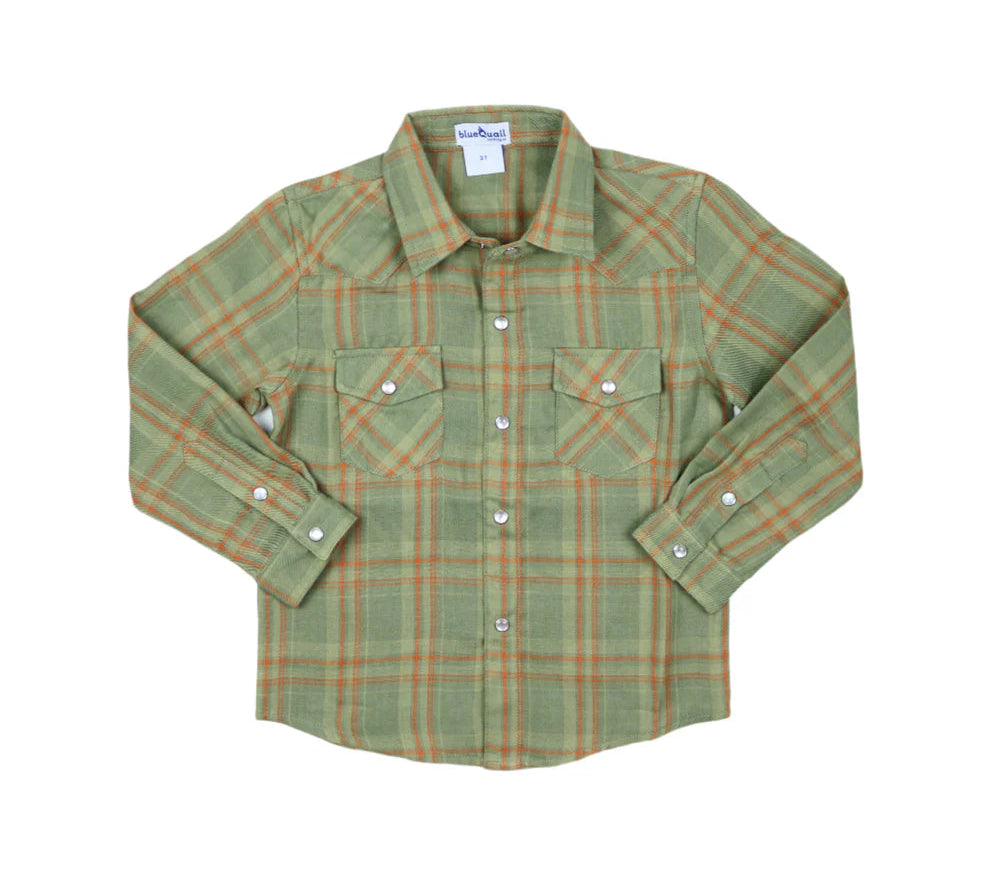 BlueQuail Deer Camp Plaid Pearl Snap Long Sleeve Shirt