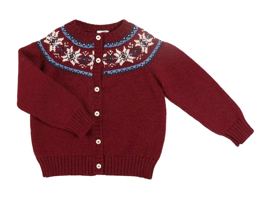 Pepa London Fair Isle Cardigan in Burgundy