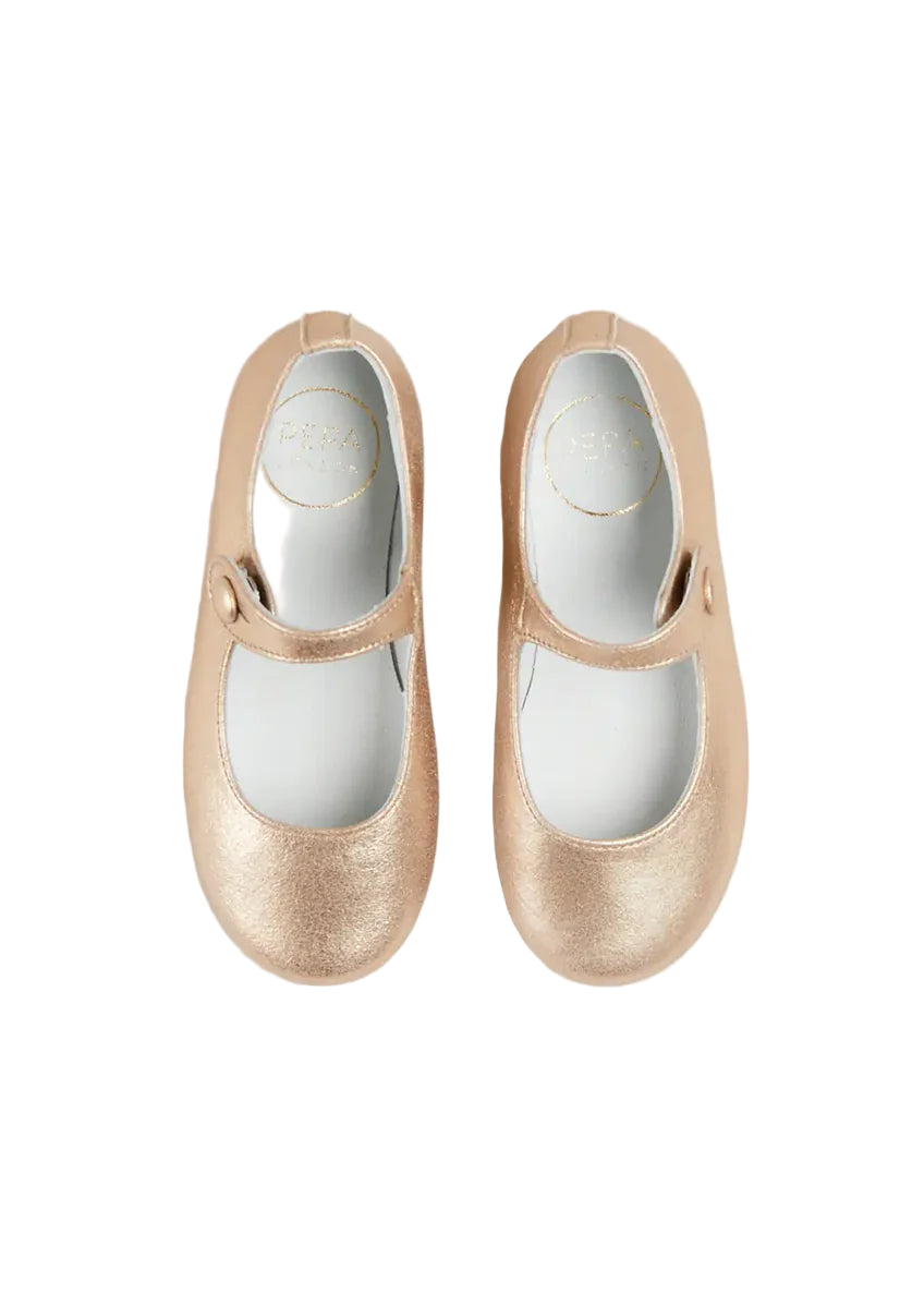 Leather Mary Jane Shoes in Gold