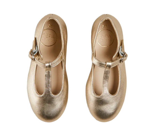 Pepa London Gold Leather Charlotte Shoes