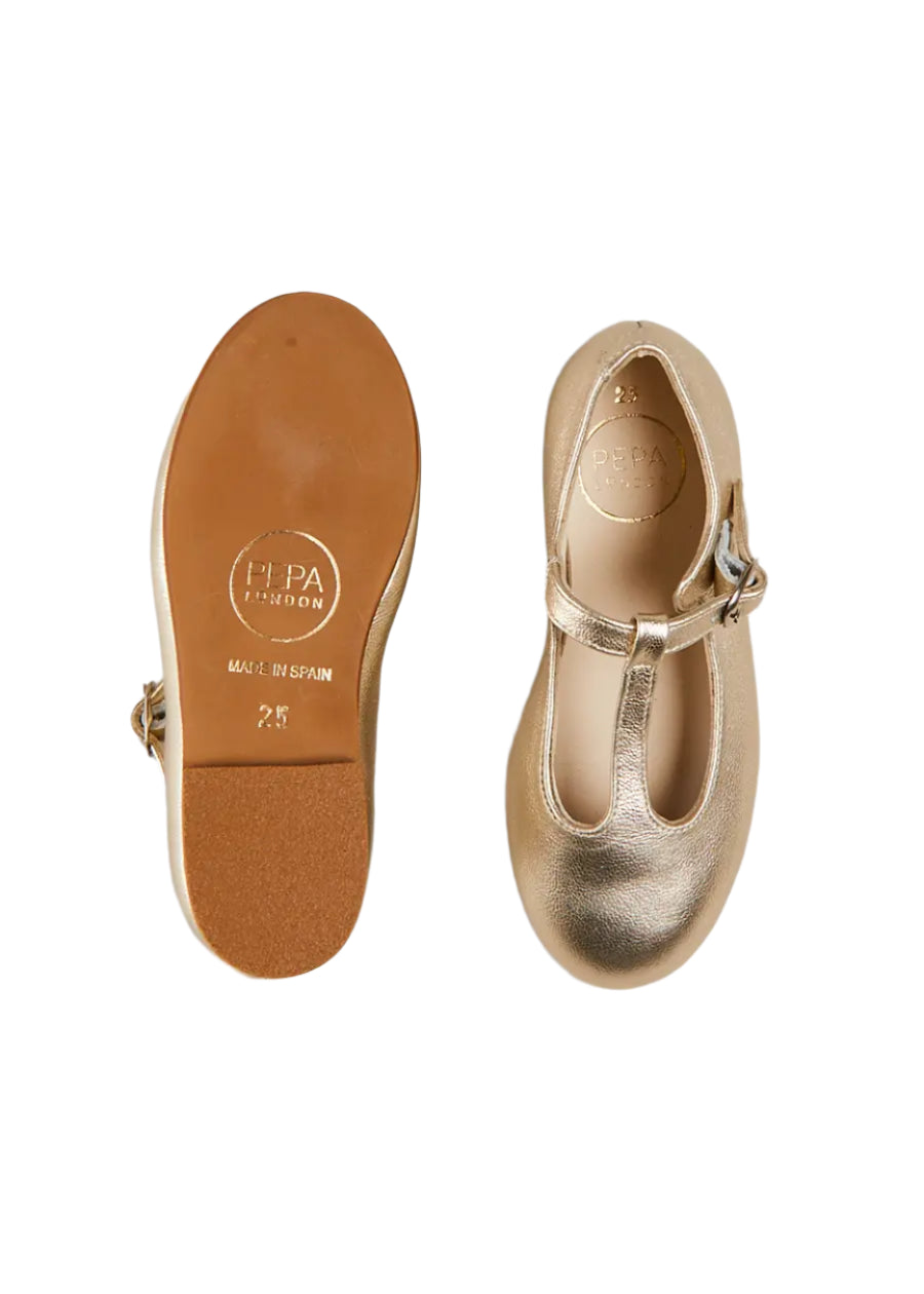 Pepa London Gold Leather Charlotte Shoes