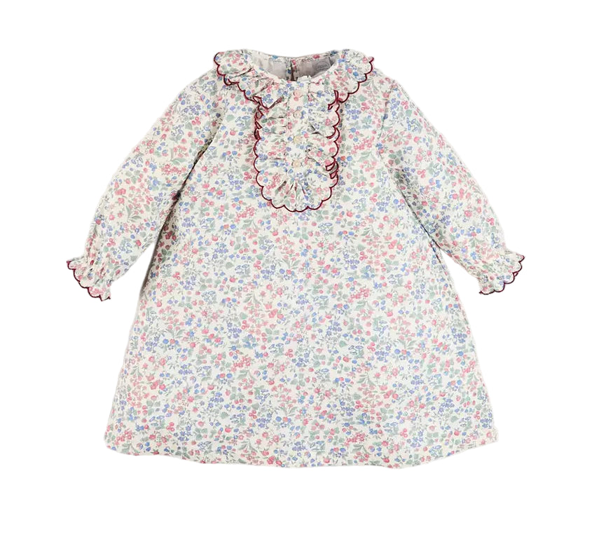 Pepa London Rebecca Floral Scallop Ruffle Nightie Dress in Red