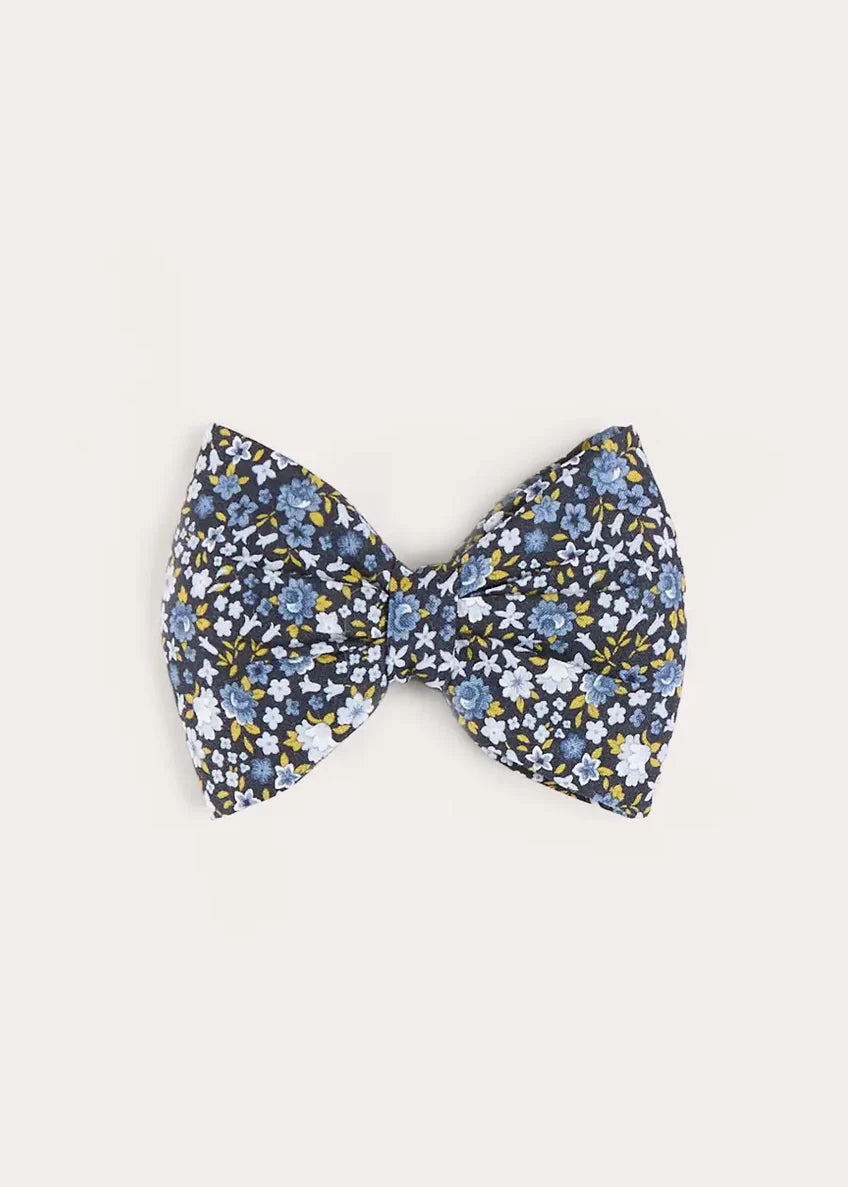 Lydia Floral Medium Bow Hair Clip in Blue