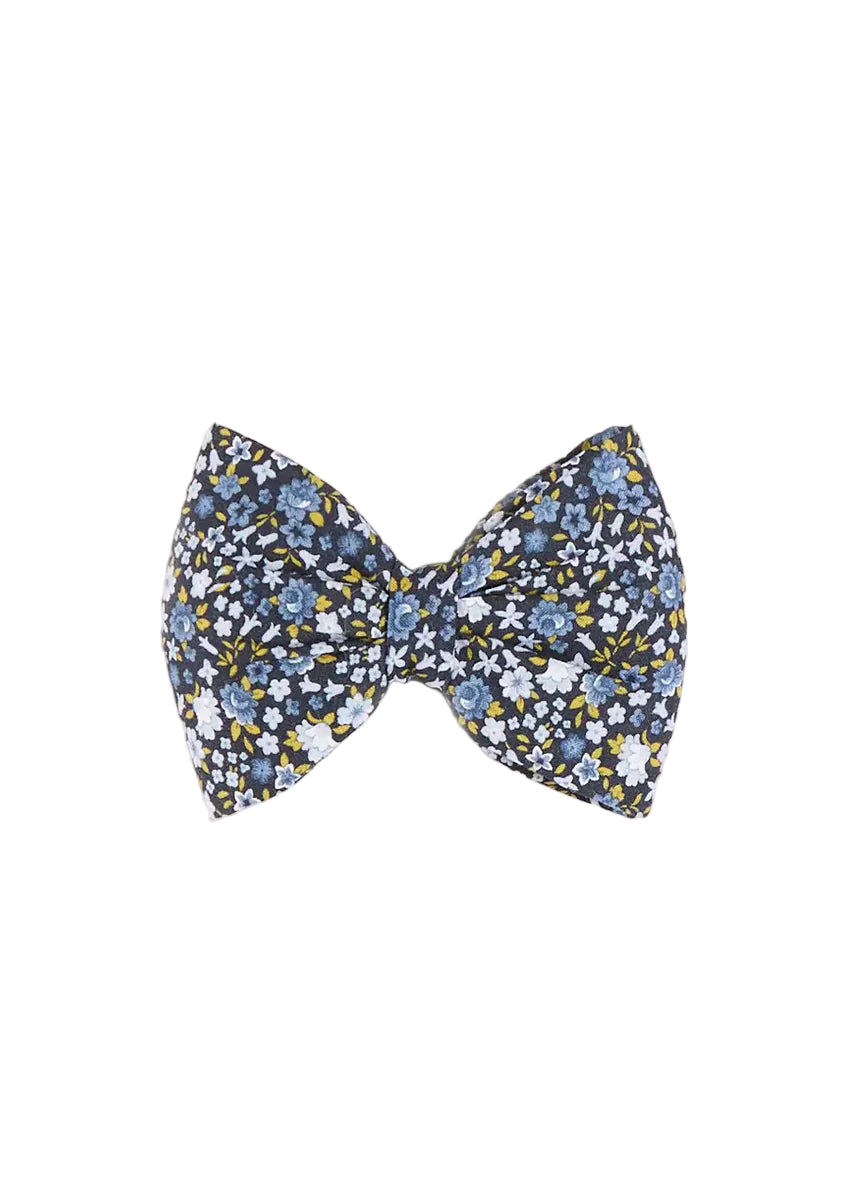 Lydia Floral Medium Bow Hair Clip in Blue