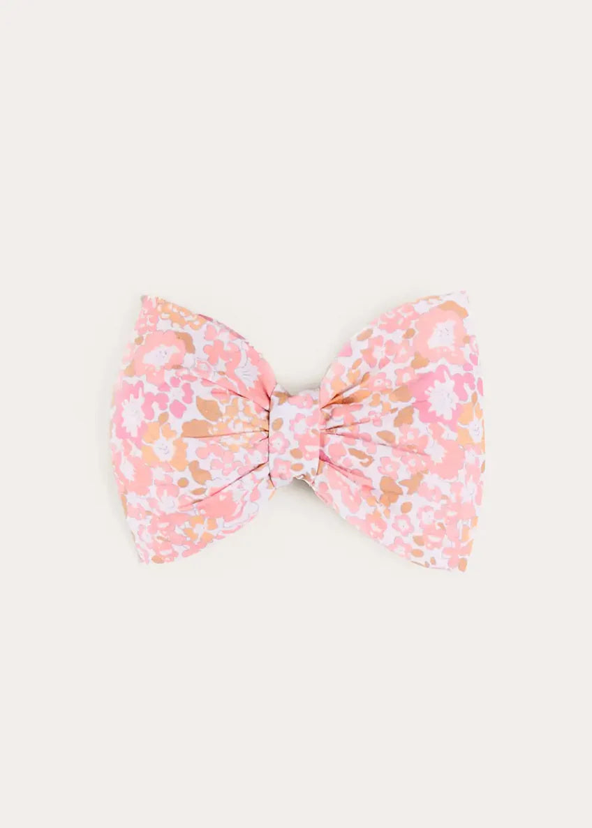 Nellie Floral Medium Bow Hair Clip in Pink