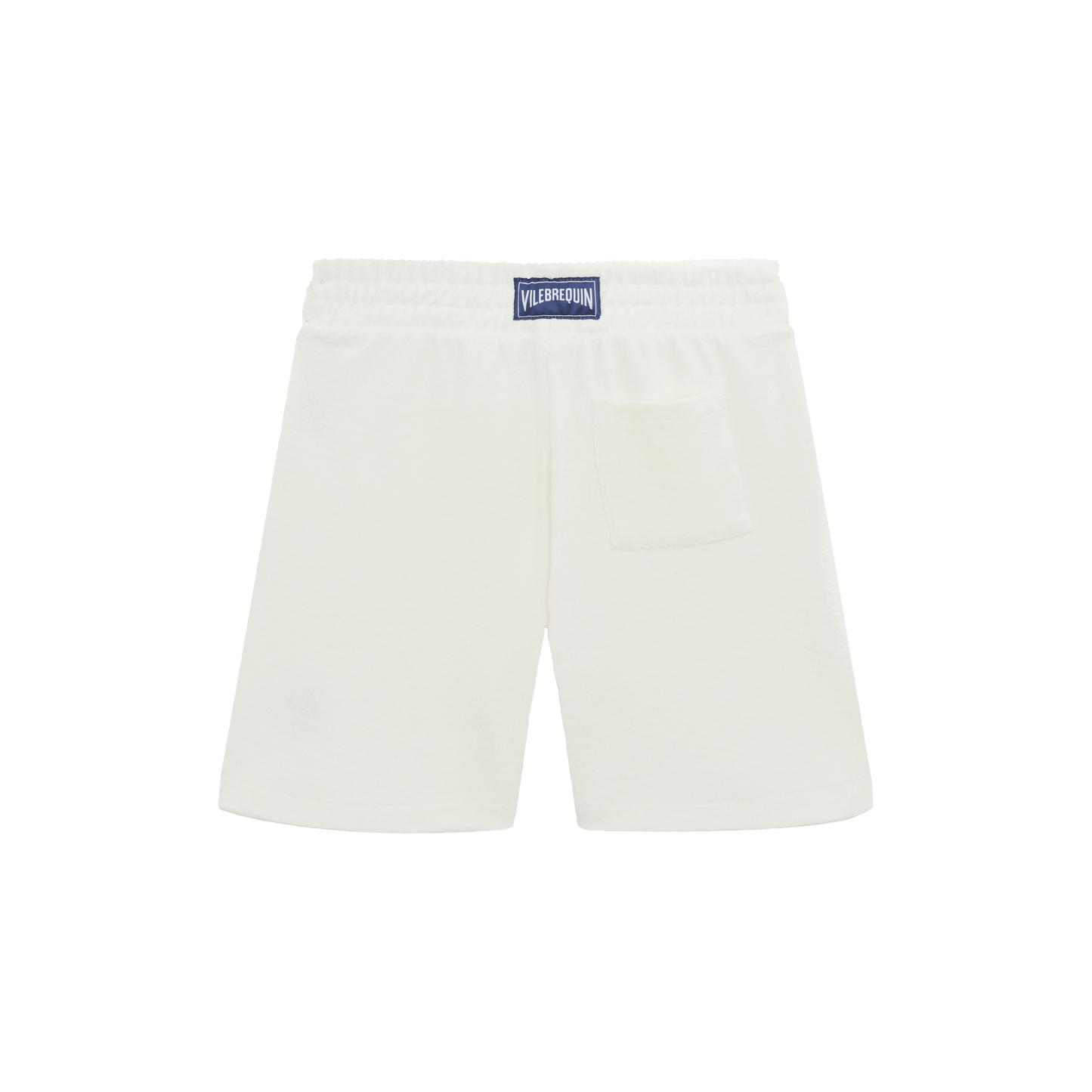 Embroidered Turtle Terry Bermuda Shorts- White