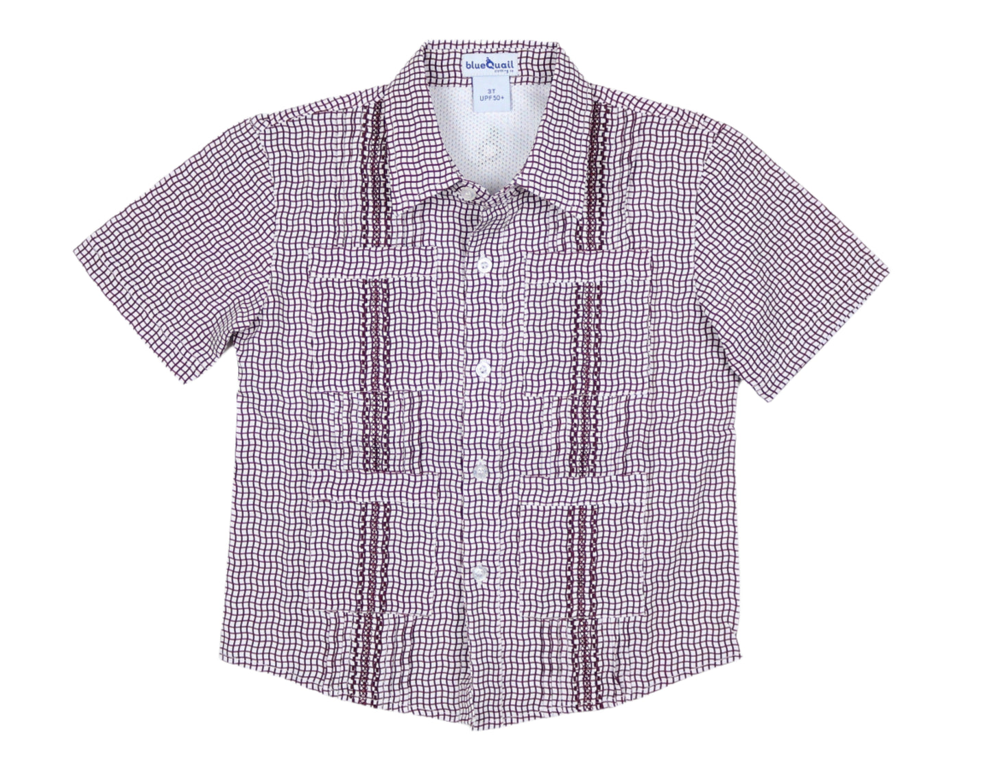 blueQuail Wave Check Gameday Guayabera - Maroon