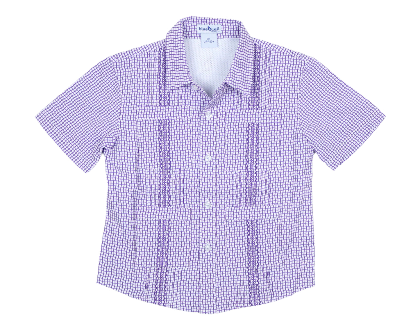 blueQuail Wave Check Gameday Guayabera - Purple
