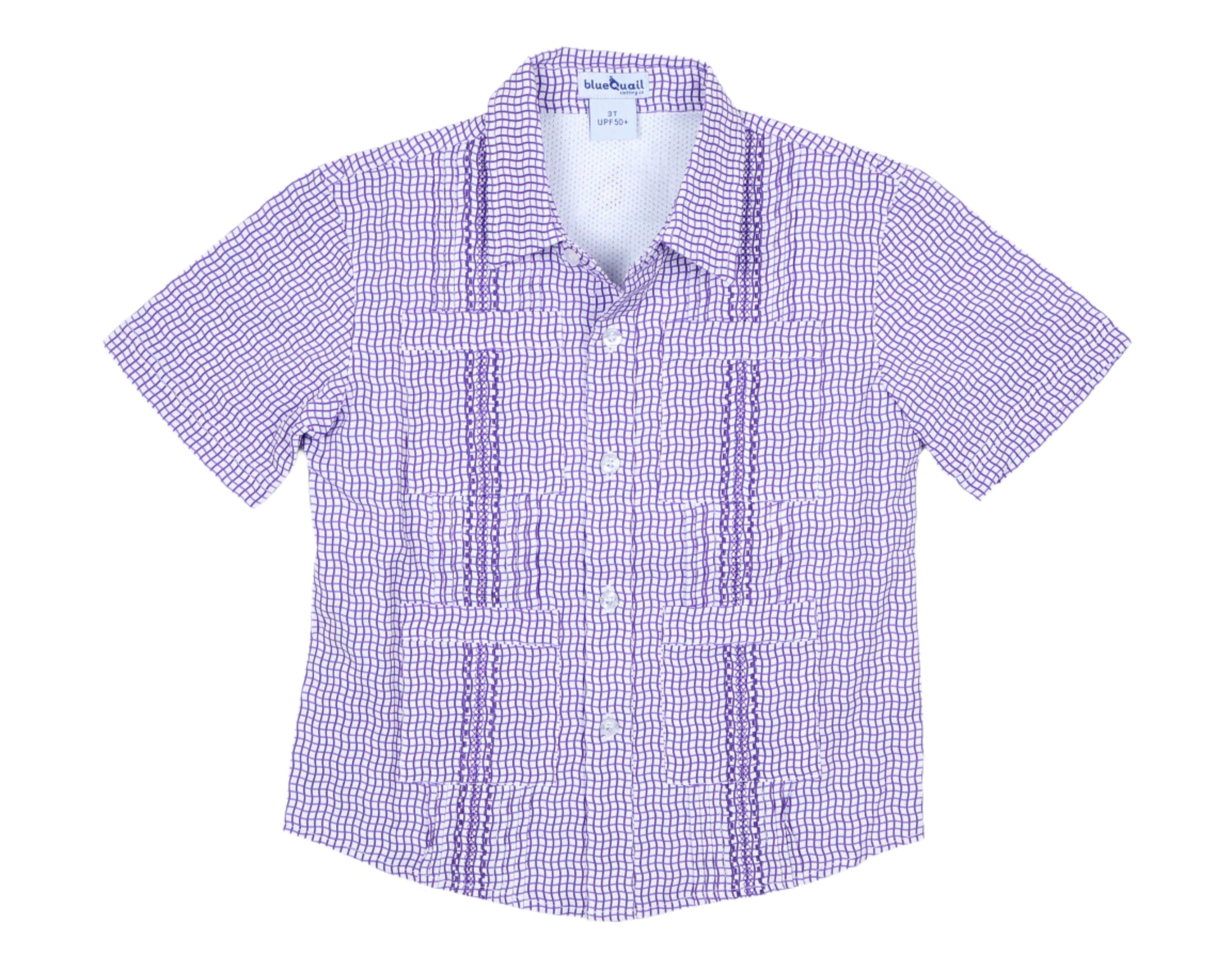 blueQuail Wave Check Gameday Guayabera - Purple